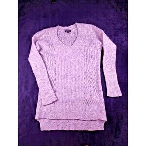 Banana Republic Gray Merino Wool Open-Knit V-Neck Pullover Sweater Women's M